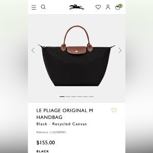 Longchamp Le Pliage Tote - Medium Black